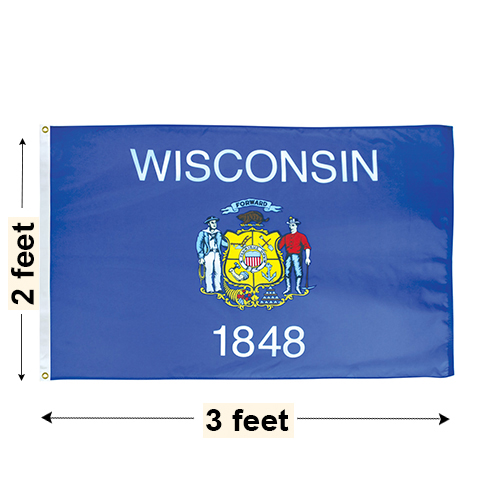 Wisconsin 8x12 Feet Nylon State Flag Made in USA
